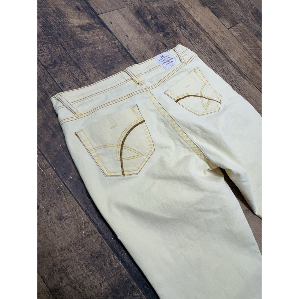 Z Cavaricci Vintage Y2K Yellow Denim Capri Pants Size 10 Grunge Nostalgia
